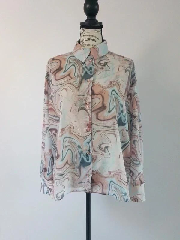 🌸 Turquoise & apricot fluid blouse – Bershka – Size M/L – Very good condition – photo 11